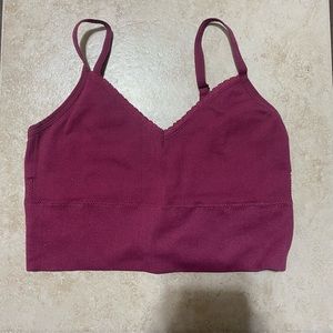 maroon cami lace hem tank top